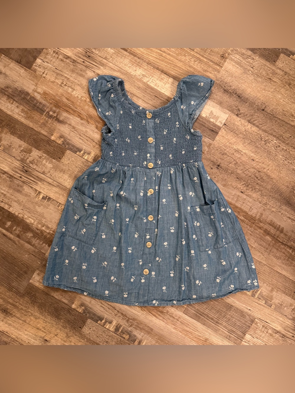 Cat & Jack Blue Floral Button-Front Kids Dress size 6/7